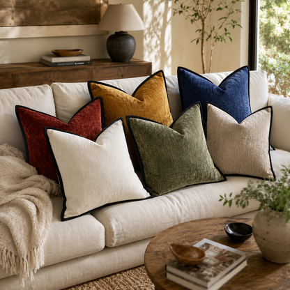 Plain Chenille Decorative Pillow Cover - Beige