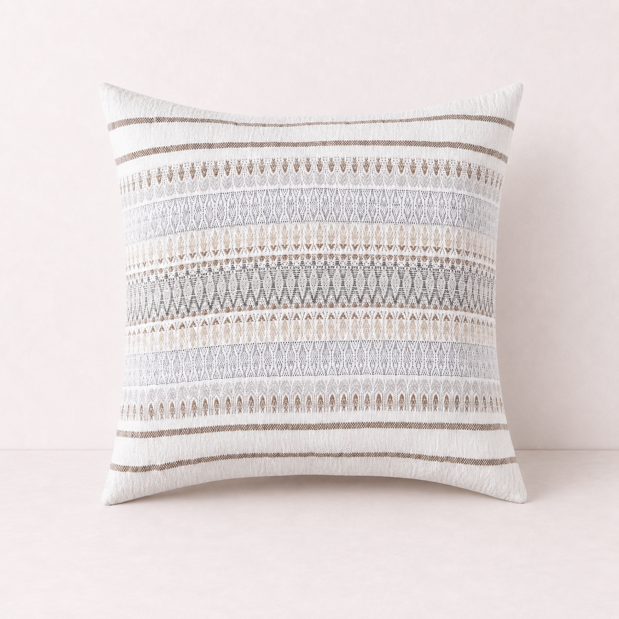 Textured Blue Square Pillow Cover - White