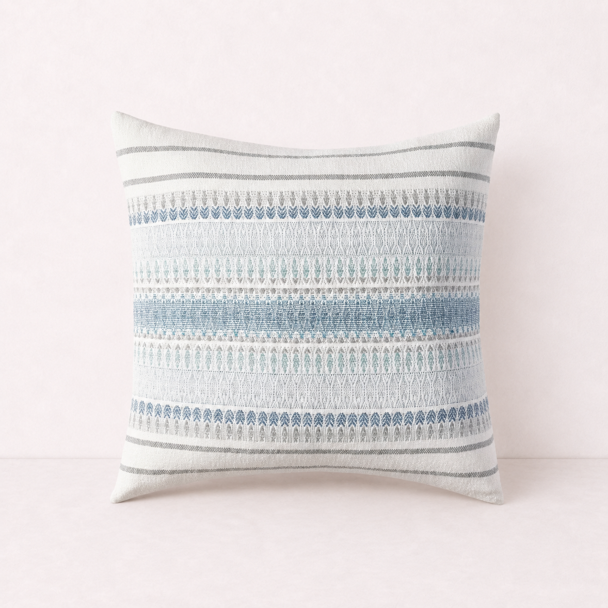 Textured Blue Square Pillow Cover - Blue