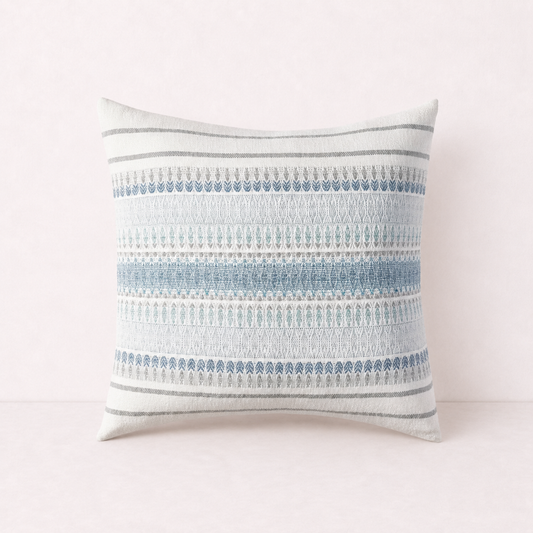 Textured Blue Square Pillow Cover - Blue