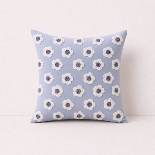 Boho Fringe Throw Pillow Cover - Purple