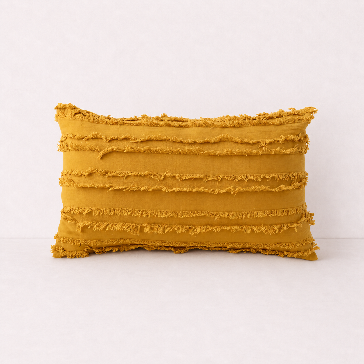 Boho Fringe Throw Pillow Cover - Mustard