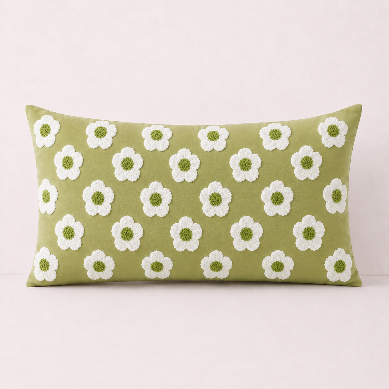 Boho Fringe Throw Pillow Cover - Green