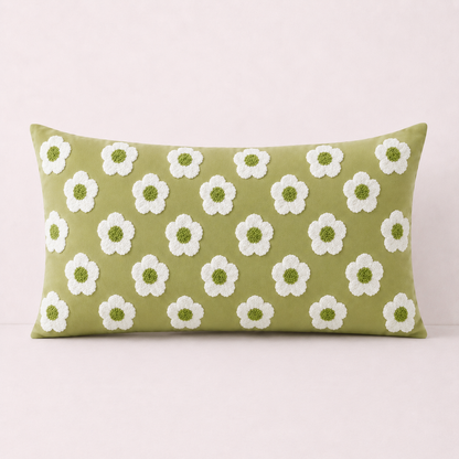 Boho Fringe Throw Pillow Cover - Green
