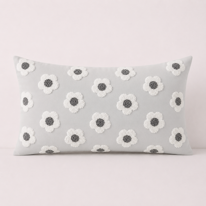 Boho Fringe Throw Pillow Cover - Grey