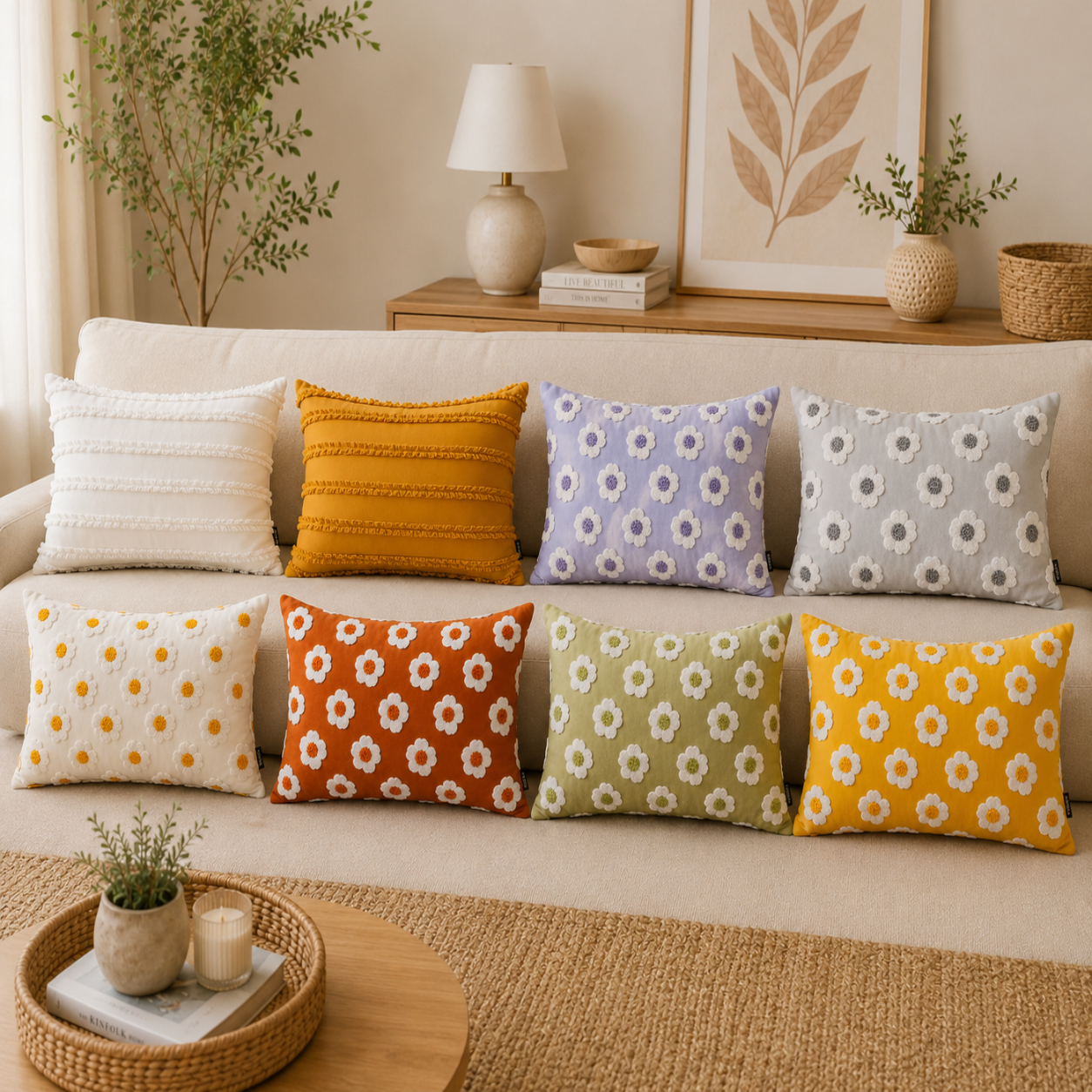 Boho Fringe Throw Pillow Cover - Purple