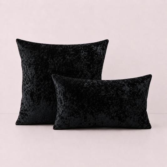 Luxury Crushed Velvet Pillow Cover - Black