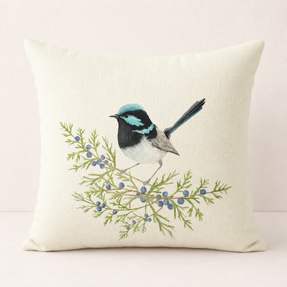 Farmhouse Bird Linen Throw Pillow Cover