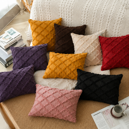 Plush Farmhouse Velvet Pillow Cover - Yellow