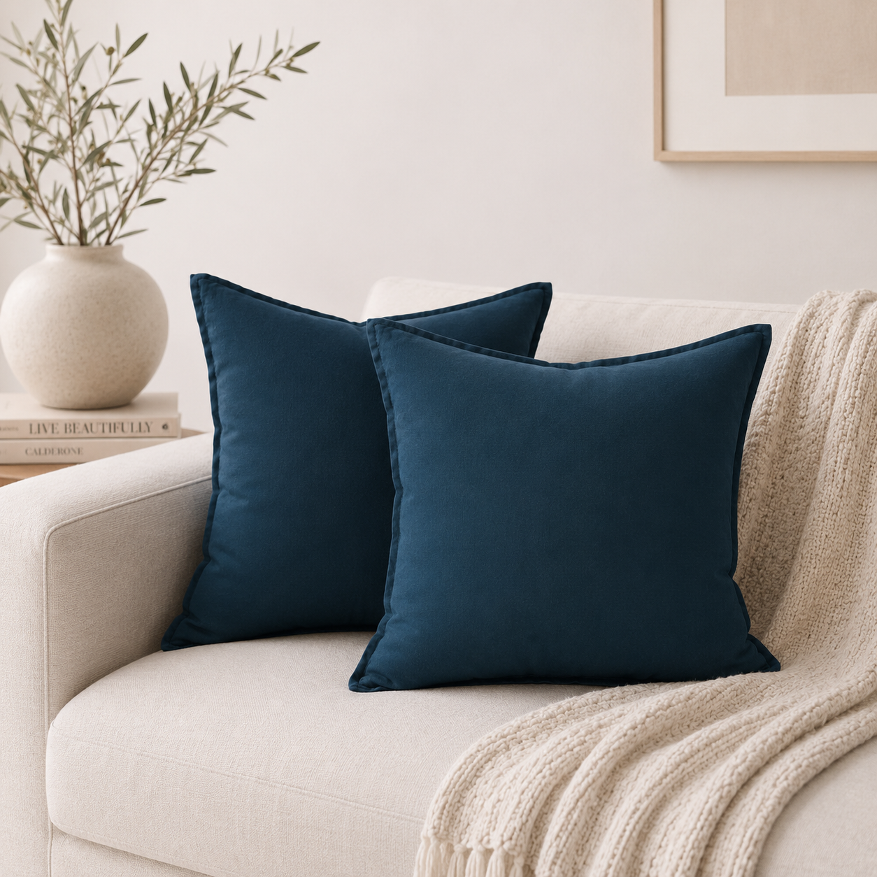 Relaxed Linen Decorative Throw Pillow Cover- Navy