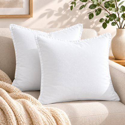 Relaxed Linen Decorative Throw Pillow Cover- White