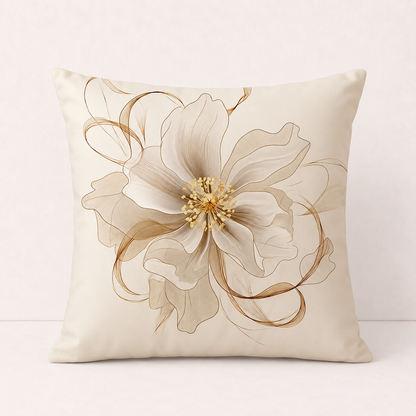 Peach Skin Floral Print Throw Pillow Cover