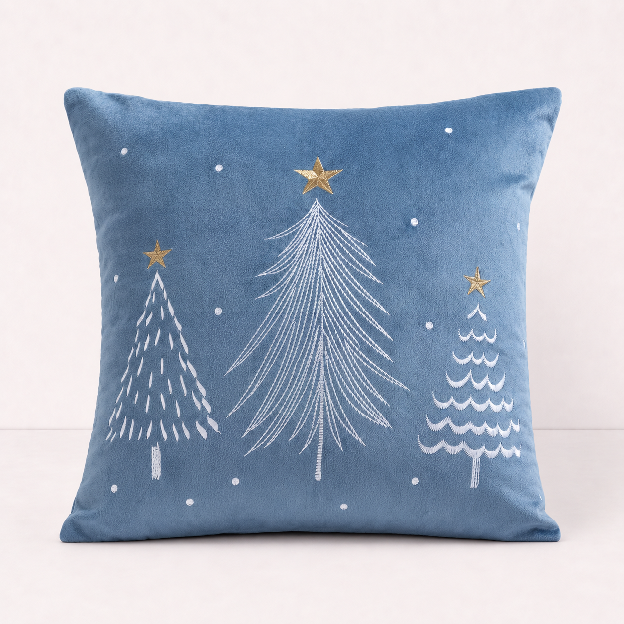 Winter Velvet Throw Pillow Cover - Hazel Blue