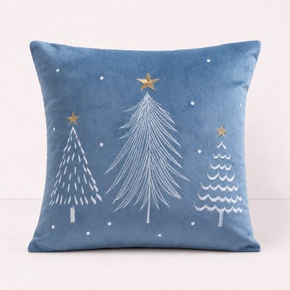 Winter Velvet Throw Pillow Cover - Hazel Blue
