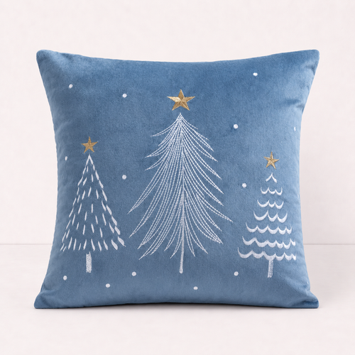 Winter Velvet Throw Pillow Cover - Hazel Blue