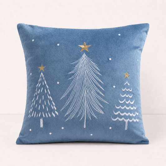Winter Velvet Throw Pillow Cover - Hazel Blue