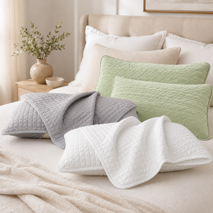 Quilted Pillow Cover Protector- Green