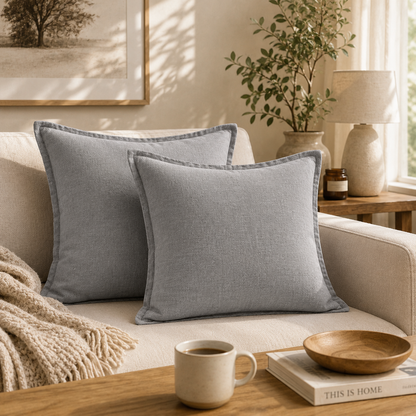 Relaxed Linen Decorative Throw Pillow Cover- Grey