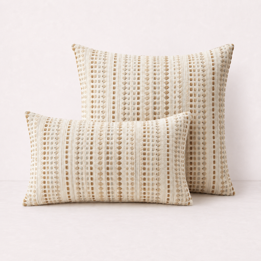 Colourful Striped Pillow Cover - Beige