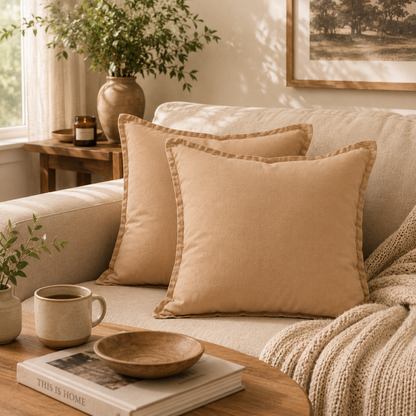 Relaxed Linen Decorative Throw Pillow Cover- Beige