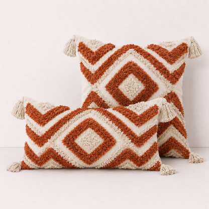 Nordic Moroccan Tufted Pillow Cover - Orange