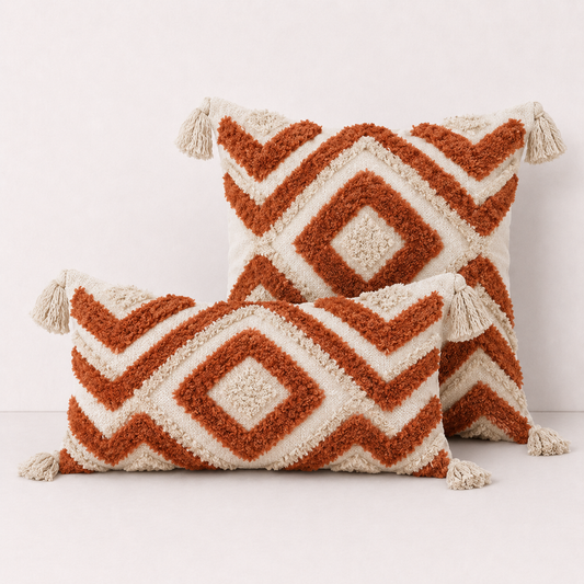 Nordic Moroccan Tufted Pillow Cover - Orange