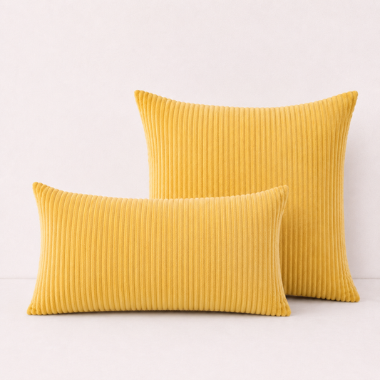 Corduroy Pillow Cover - Lemon Yellow