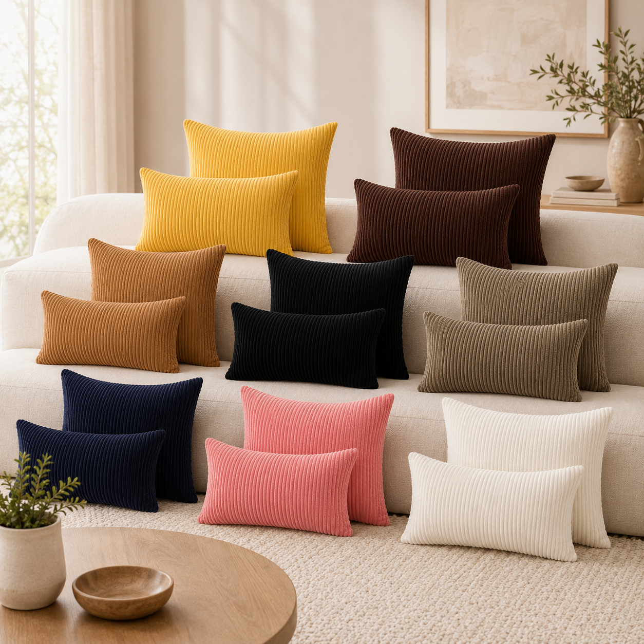 Corduroy Pillow Cover - Orange