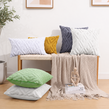Modern Plush Throw Pillow Cover - Pure White