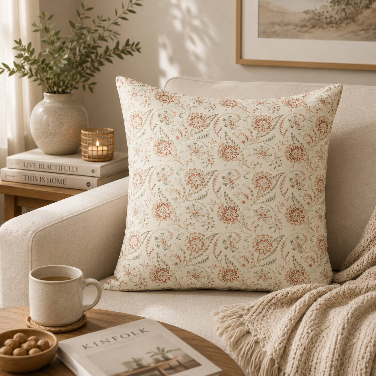 Paisley Floral Decorative Throw Pillow Cover