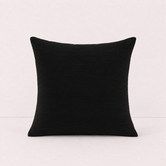Textured Corduroy Throw Pillow Cover - Black