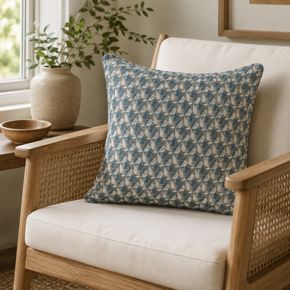 Cassia Geometric Blue Pillow Cover