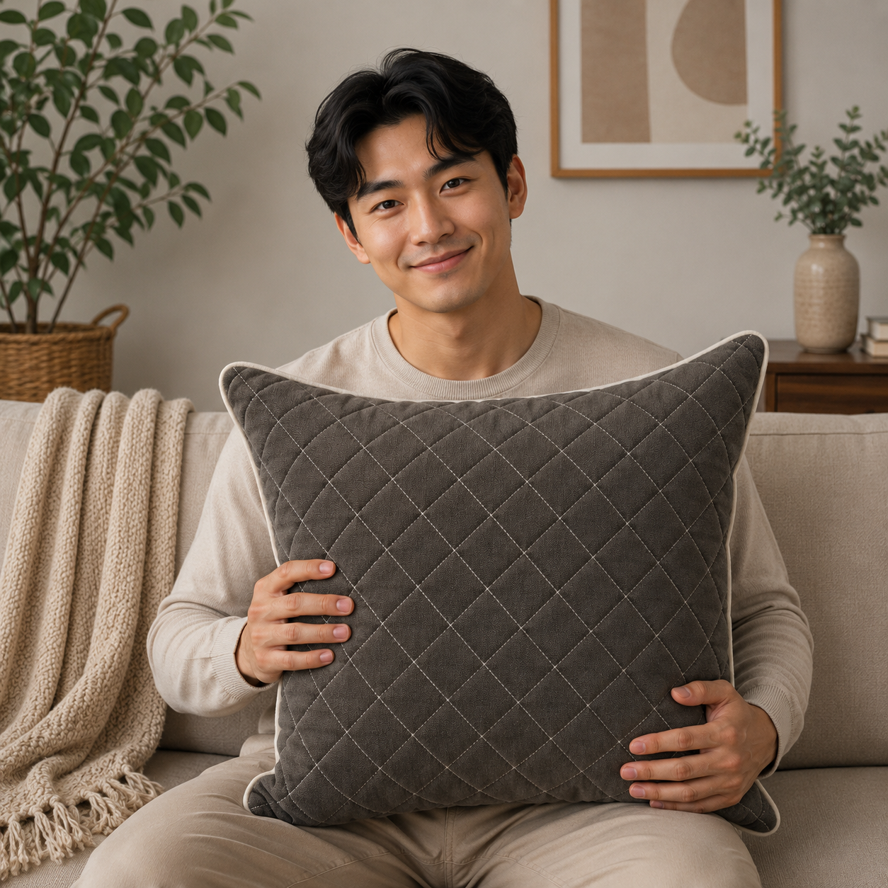 Luxury Quilted Throw Pillow Cover Set