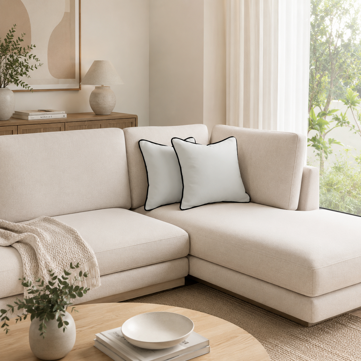 Premium Light Grey Edge Pillow Cover