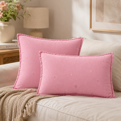 Solid Color Throw Pillow Cover Velvet - Pink