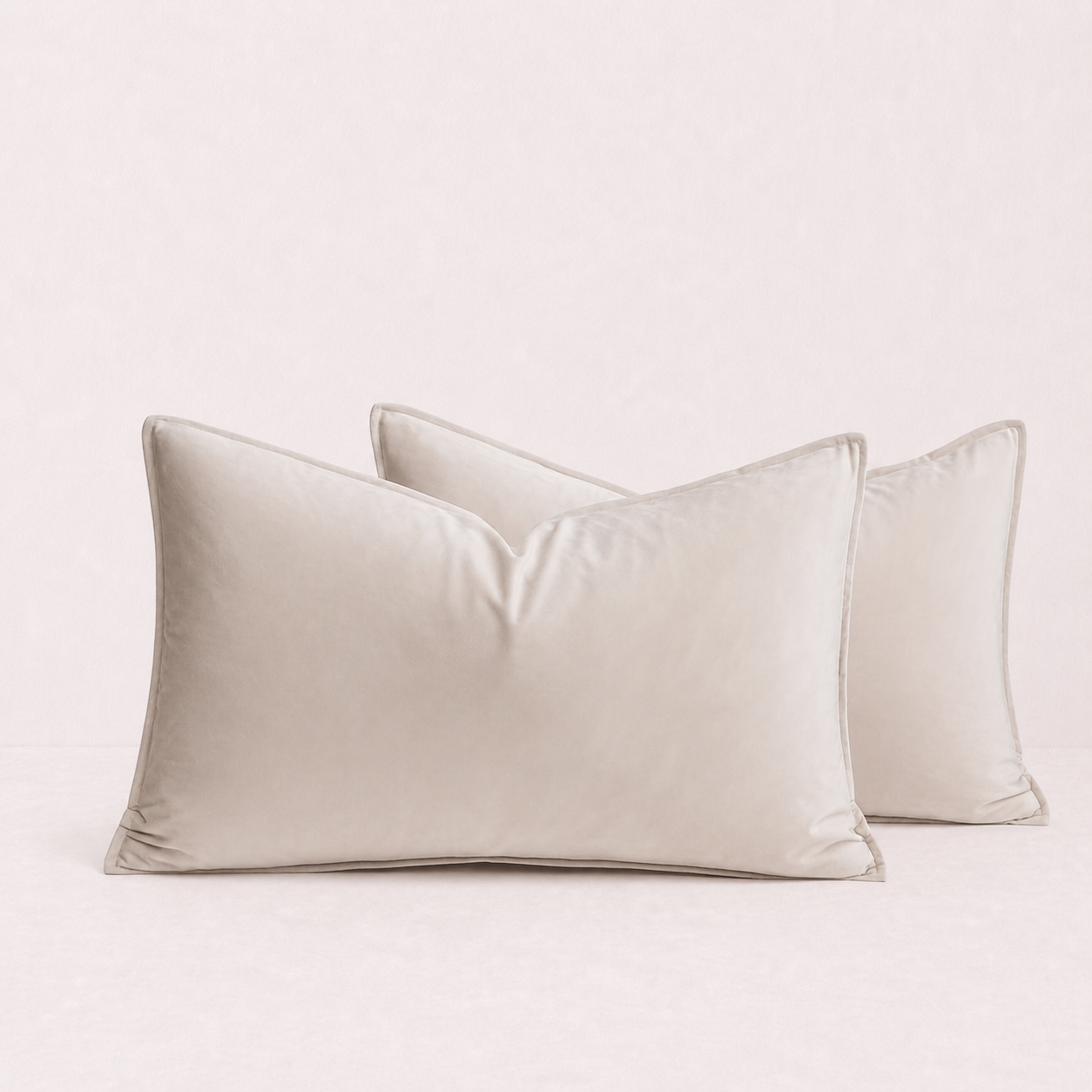 Plush Velvet Throw Pillow Cover - Cream