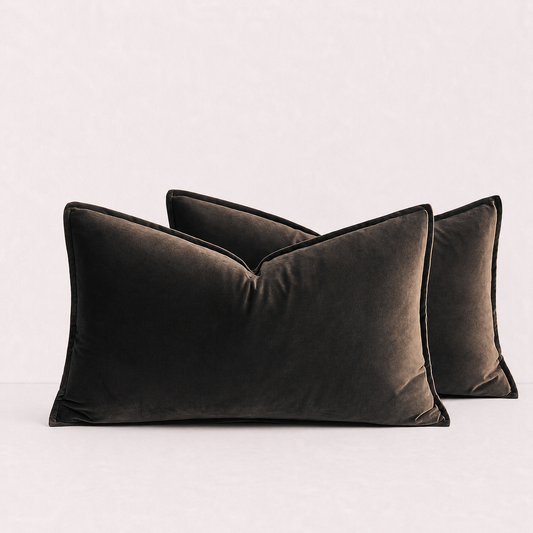 Plush Velvet Throw Pillow Cover - Dark Brown
