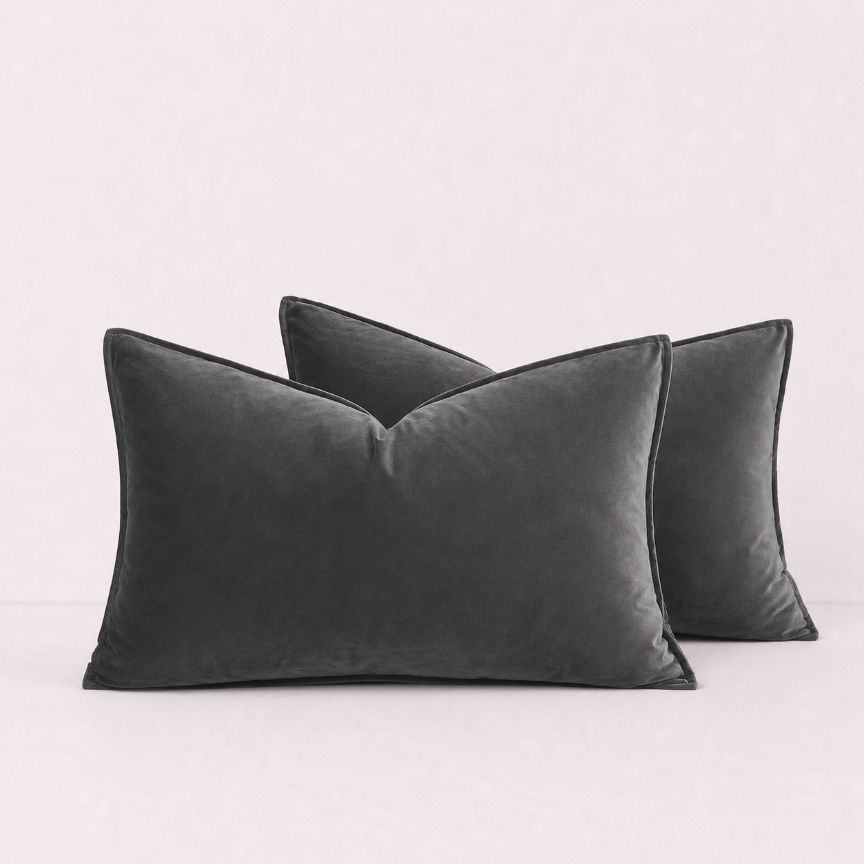 Plush Velvet Throw Pillow Cover -Dark Grey