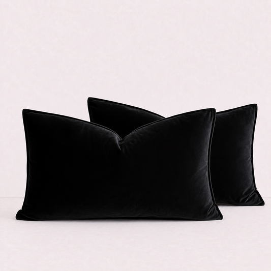 Plush Velvet Throw Pillow Cover - Black