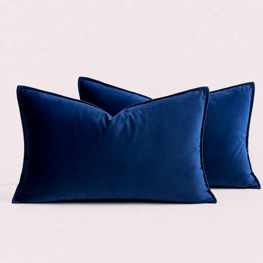 Plush Velvet Throw Pillow Cover - Blue