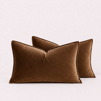 Plush Velvet Throw Pillow Cover - Coffee Brown