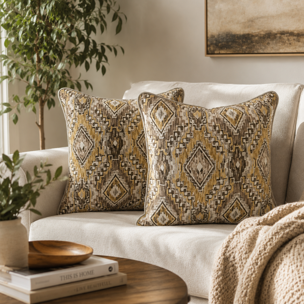 Rustic Diamond Pattern Pillow Cover