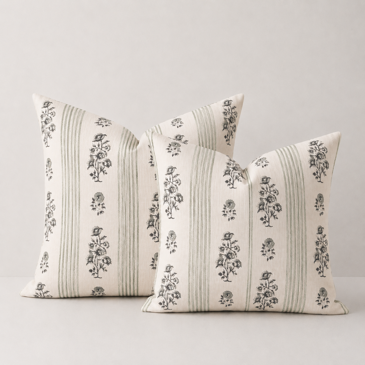 Rustic Floral Throw Pillow Cover- Dusty Green