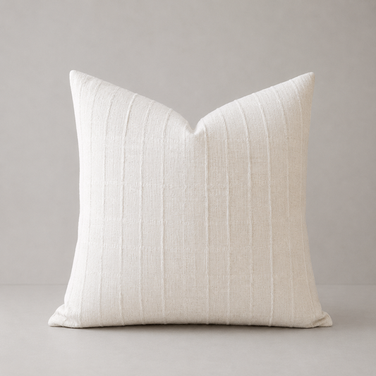 Neutral Farmhouse Throw Pillow Cover- White