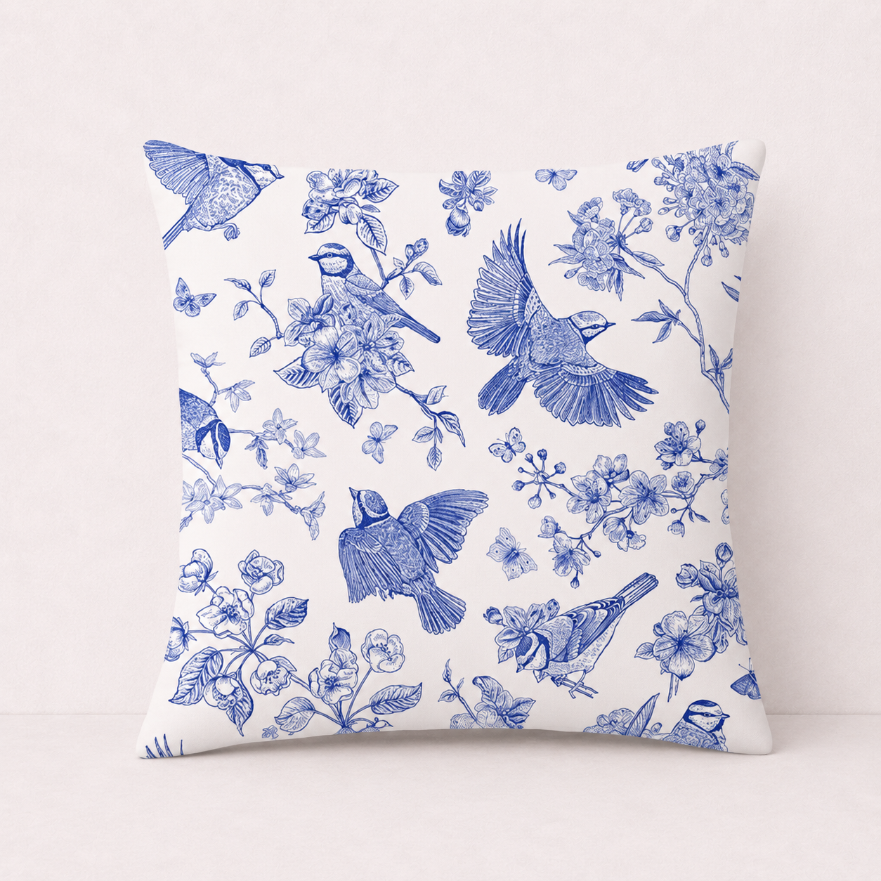 Elegant Blue Garden Pillow Cover - Bluebloom