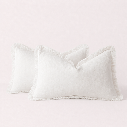 Soft Tassel Throw Pillow Cover- White