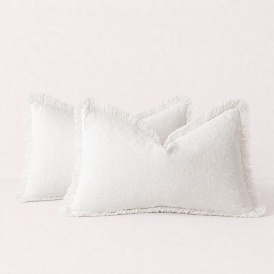 Soft Tassel Throw Pillow Cover- White