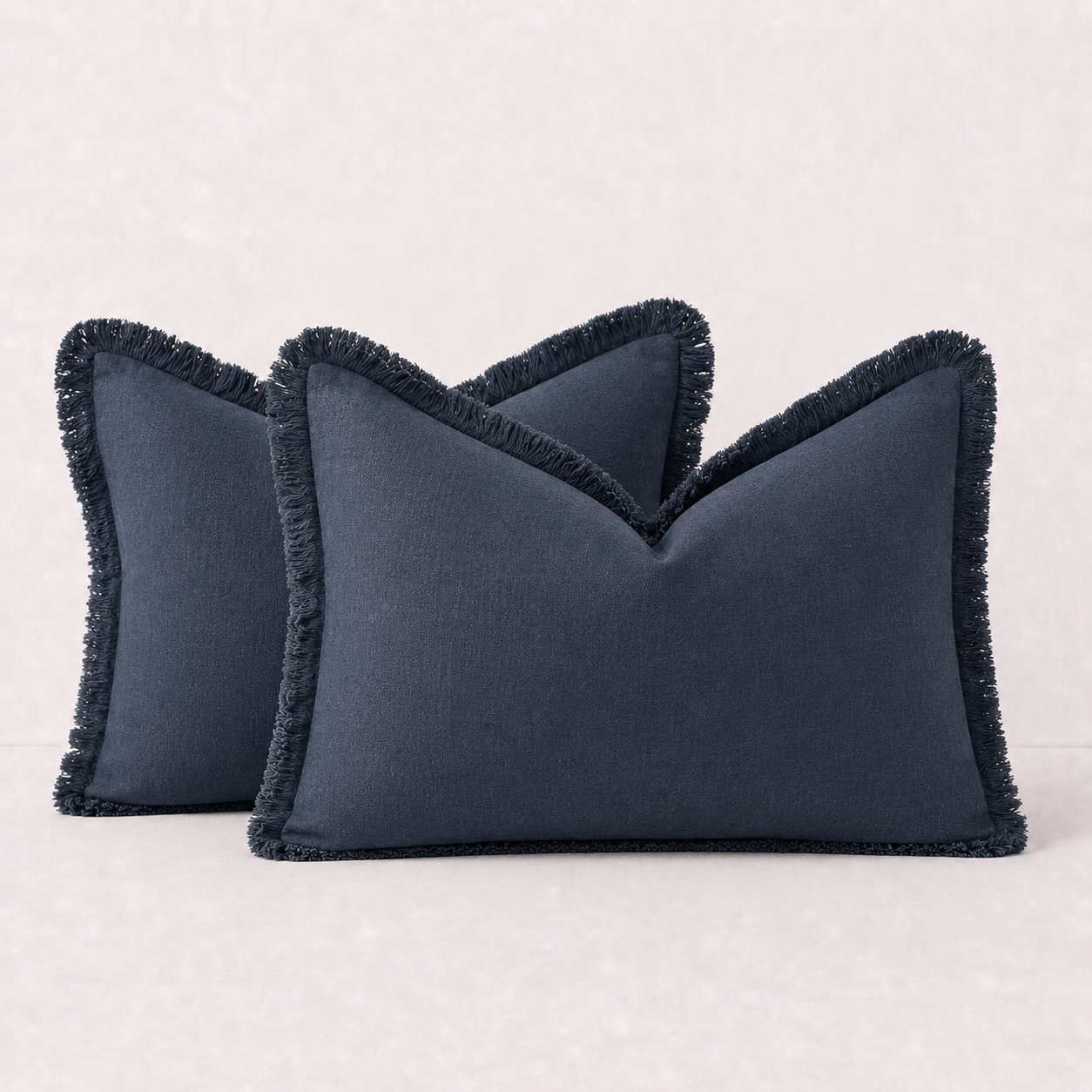Soft Tassel Throw Pillow Cover- Navy Blue