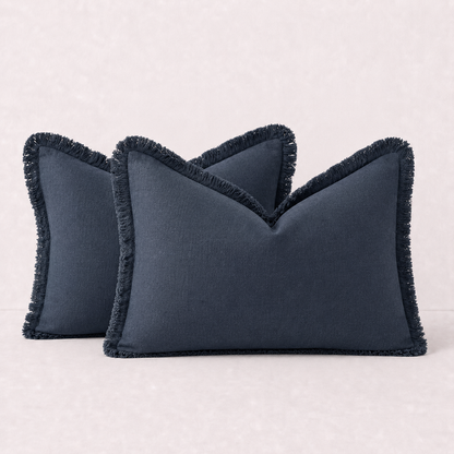 Soft Tassel Throw Pillow Cover- Navy Blue