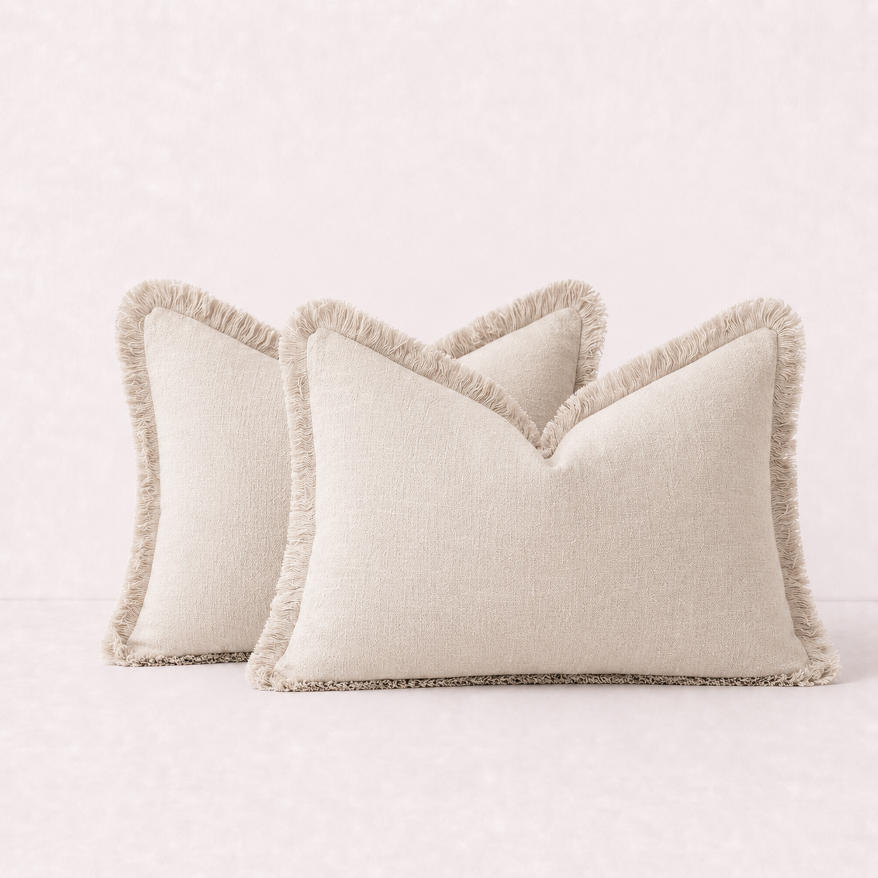 Soft Tassel Throw Pillow Cover- Beige